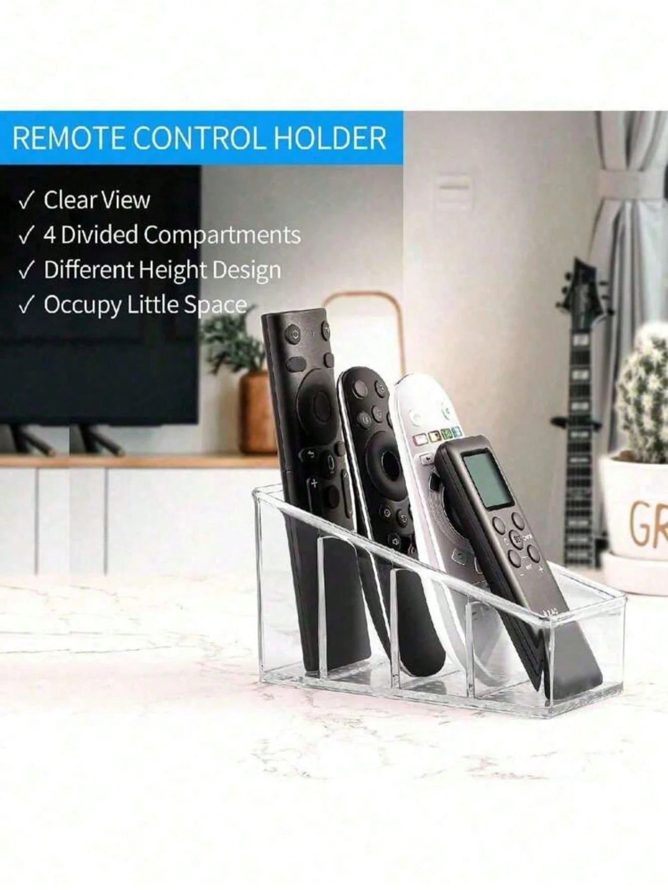 2pcs/1pc Transparent Remote Control Holder- Desktop TV Remote Control Stand With Non-Slip Base, Horizontal And Vertical Multi-Function, Universal Remote Control Storage Box Suitable For Living Room