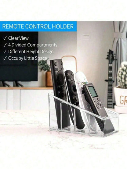 2pcs/1pc Transparent Remote Control Holder- Desktop TV Remote Control Stand With Non-Slip Base, Horizontal And Vertical Multi-Function, Universal Remote Control Storage Box Suitable For Living Room