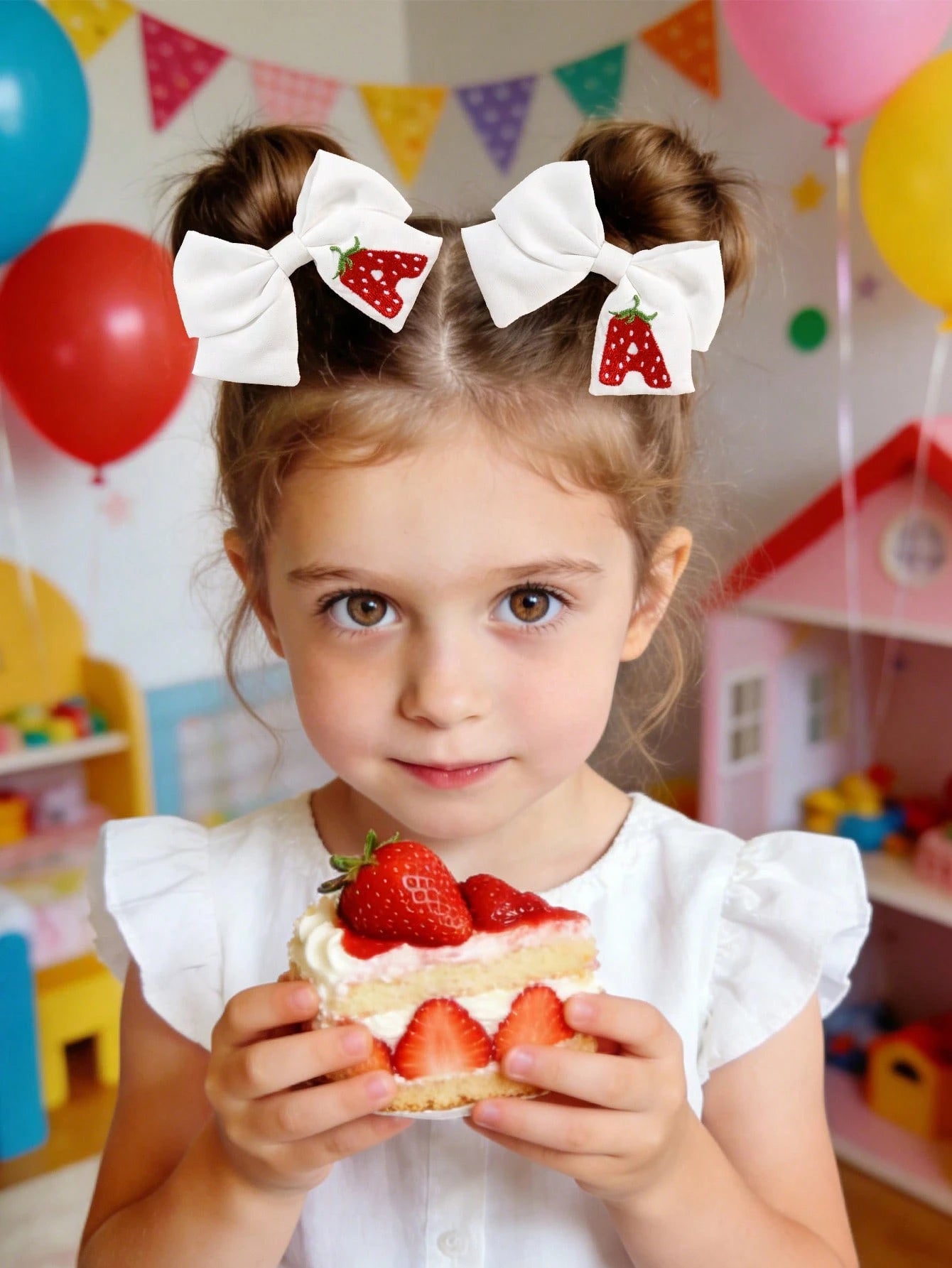 2pcs 26 Letters Strawberry Embroidered Hair Bows For Baby Cute Fruit Hair Clips Soft Fabric Alligator Clips For Wedding Birthday Party Casual Everyday Headpiece Sweet Strawberry Hairpins Holiday Gift