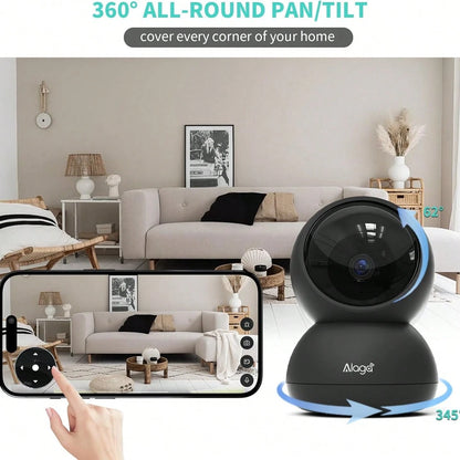 2pcs 3K, 360 ° Panoramic/Indoor/Outdoor Security Camera, Pet/Sports AI Recognition, Night Vision, Speaker, Indoor Camera With Mobile Application, Mobile Application Remote Operation, 5G And 2.4GHz WiF