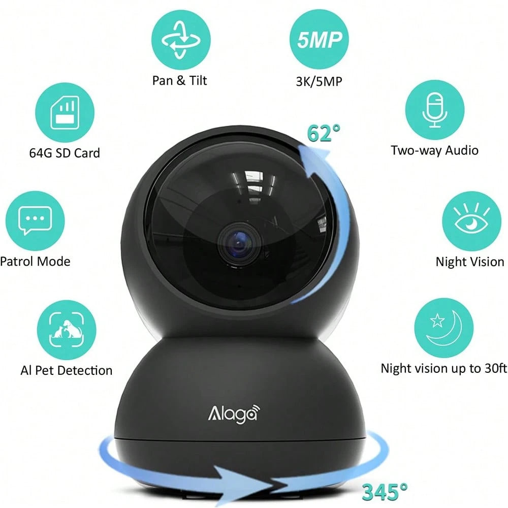 2pcs 3K, 360 ° Panoramic/Indoor/Outdoor Security Camera, Pet/Sports AI Recognition, Night Vision, Speaker, Indoor Camera With Mobile Application, Mobile Application Remote Operation, 5G And 2.4GHz WiF
