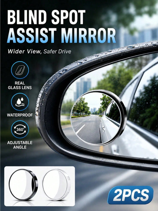 2pcs/4pcs Car Blind Spot Mirror, High-Definition Real Glass Rearview Mirror, Waterproof Wear-Resistant Adjustable Angle Mirror Sticker, Suitable For Most Car Side Mirrors, Reverse Observation, Lane Ch