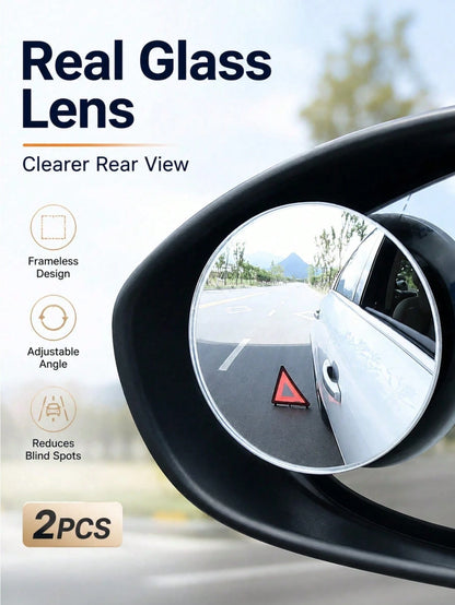 2pcs/4pcs Car Blind Spot Mirror, High-Definition Real Glass Rearview Mirror, Waterproof Wear-Resistant Adjustable Angle Mirror Sticker, Suitable For Most Car Side Mirrors, Reverse Observation, Lane Ch