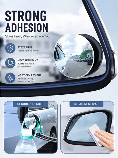 2pcs/4pcs Car Blind Spot Mirror, High-Definition Real Glass Rearview Mirror, Waterproof Wear-Resistant Adjustable Angle Mirror Sticker, Suitable For Most Car Side Mirrors, Reverse Observation, Lane Ch