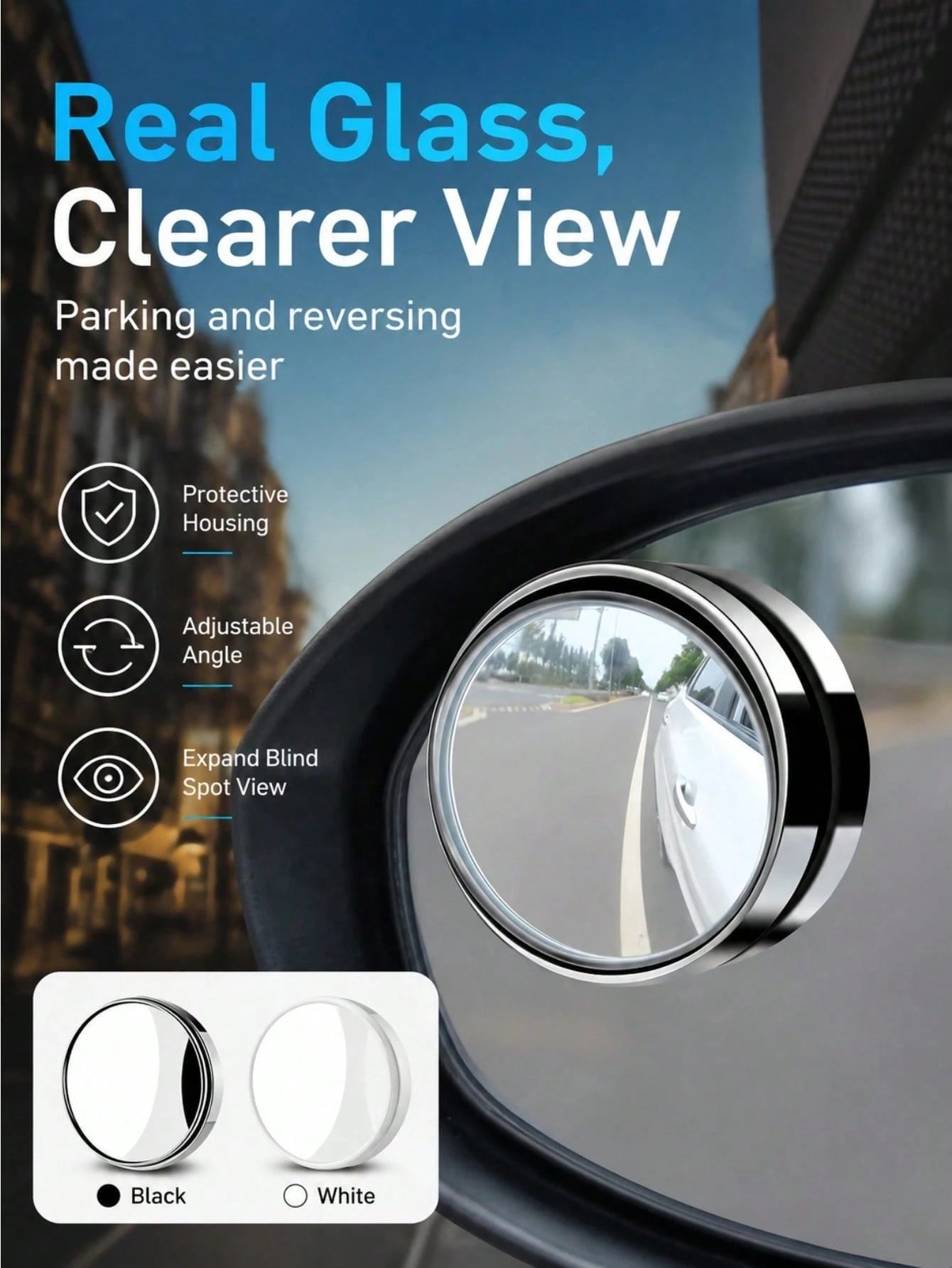 2pcs/4pcs Car Blind Spot Mirror, High-Definition Real Glass Rearview Mirror, Waterproof Wear-Resistant Adjustable Angle Mirror Sticker, Suitable For Most Car Side Mirrors, Reverse Observation, Lane Ch