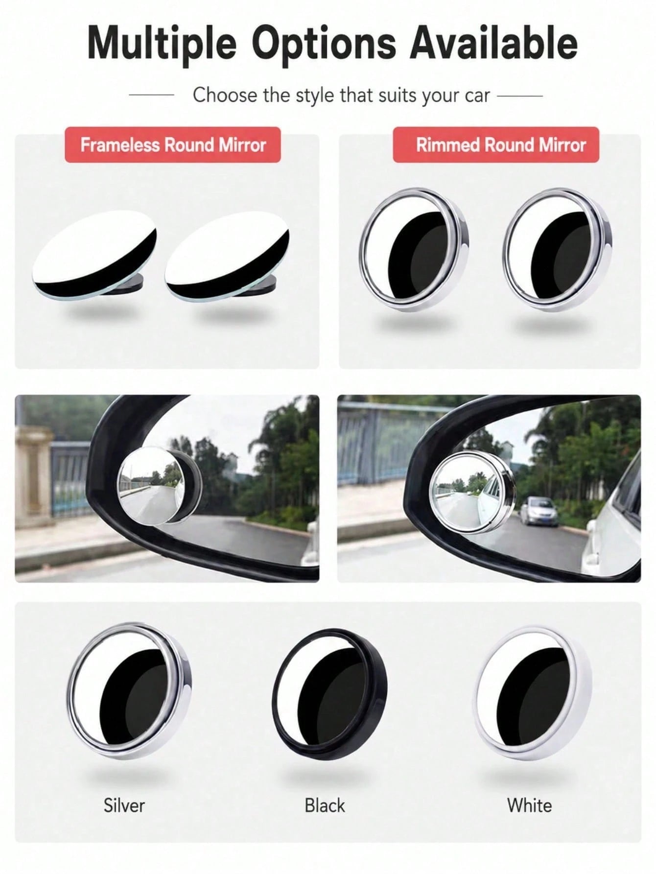 2pcs/4pcs Car Blind Spot Mirror, High-Definition Real Glass Rearview Mirror, Waterproof Wear-Resistant Adjustable Angle Mirror Sticker, Suitable For Most Car Side Mirrors, Reverse Observation, Lane Ch