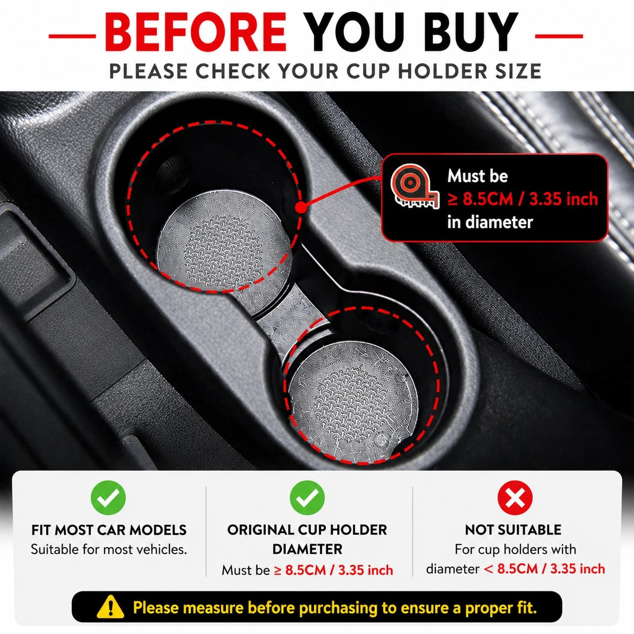 2pcs/4pcs Car Silicone Cup Holders, Non-Slip Coasters, Raised Edges To Prevent Spills, Universal Round Non-Slip Mats
