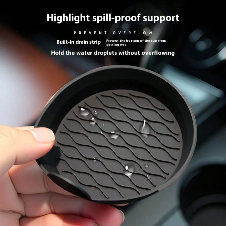 2pcs/4pcs Car Silicone Cup Holders, Non-Slip Coasters, Raised Edges To Prevent Spills, Universal Round Non-Slip Mats
