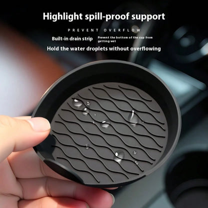 2pcs/4pcs Car Silicone Cup Holders, Non-Slip Coasters, Raised Edges To Prevent Spills, Universal Round Non-Slip Mats