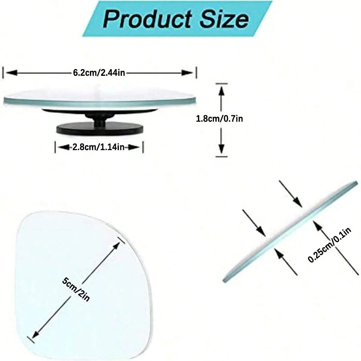 2pcs Adjustable 360° Convex Car Blind Spot Mirror, High Definition Glass Fisheye Blind Spot Mirror Suitable For Cars, Trucks, SUVs