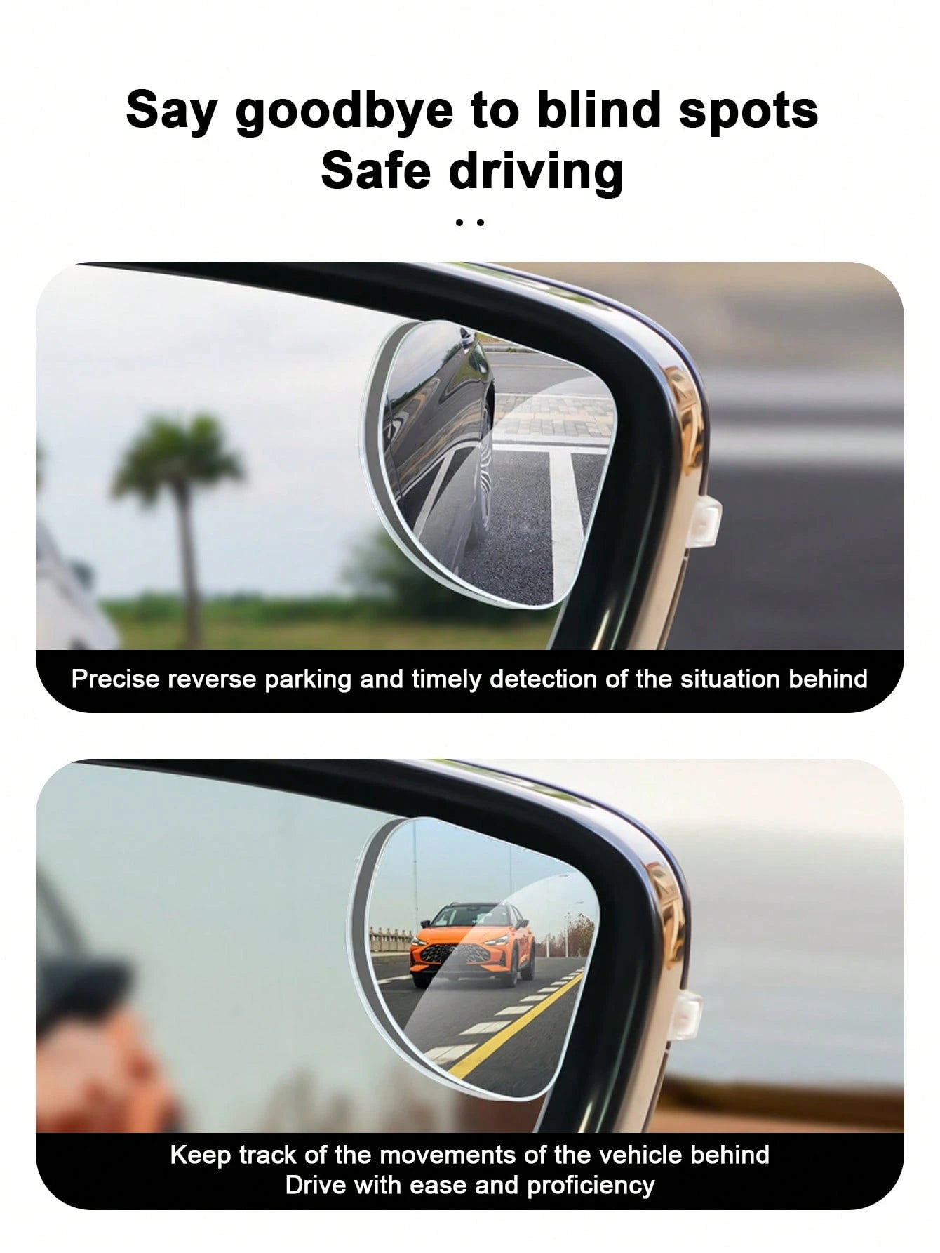 2pcs Adjustable Rear View Mirror Auxiliary Lens, Heart, Fan, Round Shapes, Car Decor Mirrors