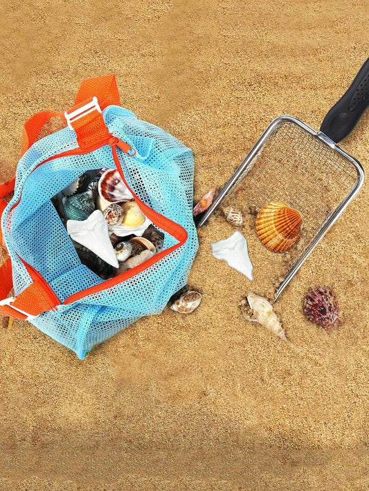 2pcs Beach Net Shovel Is A Beach Bag For Filtering Sand, Shell Collection Shovel For Picking Shells, Teen Shark Tooth Filter, Beach Toy, Suitable For Summer Beaches, Swimming Pools, Outdoor Camping (M