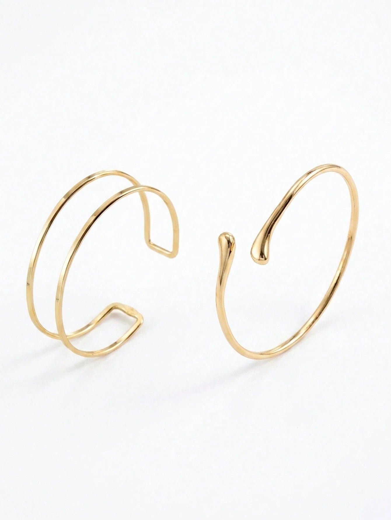 2pcs Bohemian Vacation Casual Design Line Lava Open Arm Chain Fashion Liquid Style Plain Water Drop Metal Arm Bracelet For Women, Suitable For Party, Gift For Friends And Family, Daily Wear, Travel