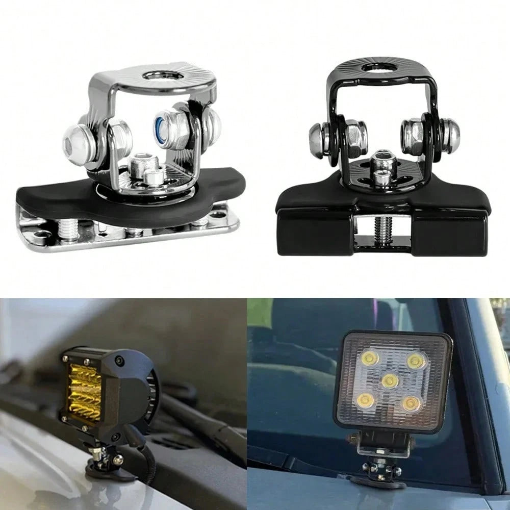 2pcs Car Auto Hood LED Work Light Mount Bracket Holders A-Pillar SUV Cover Light Mounting Clamp Universal