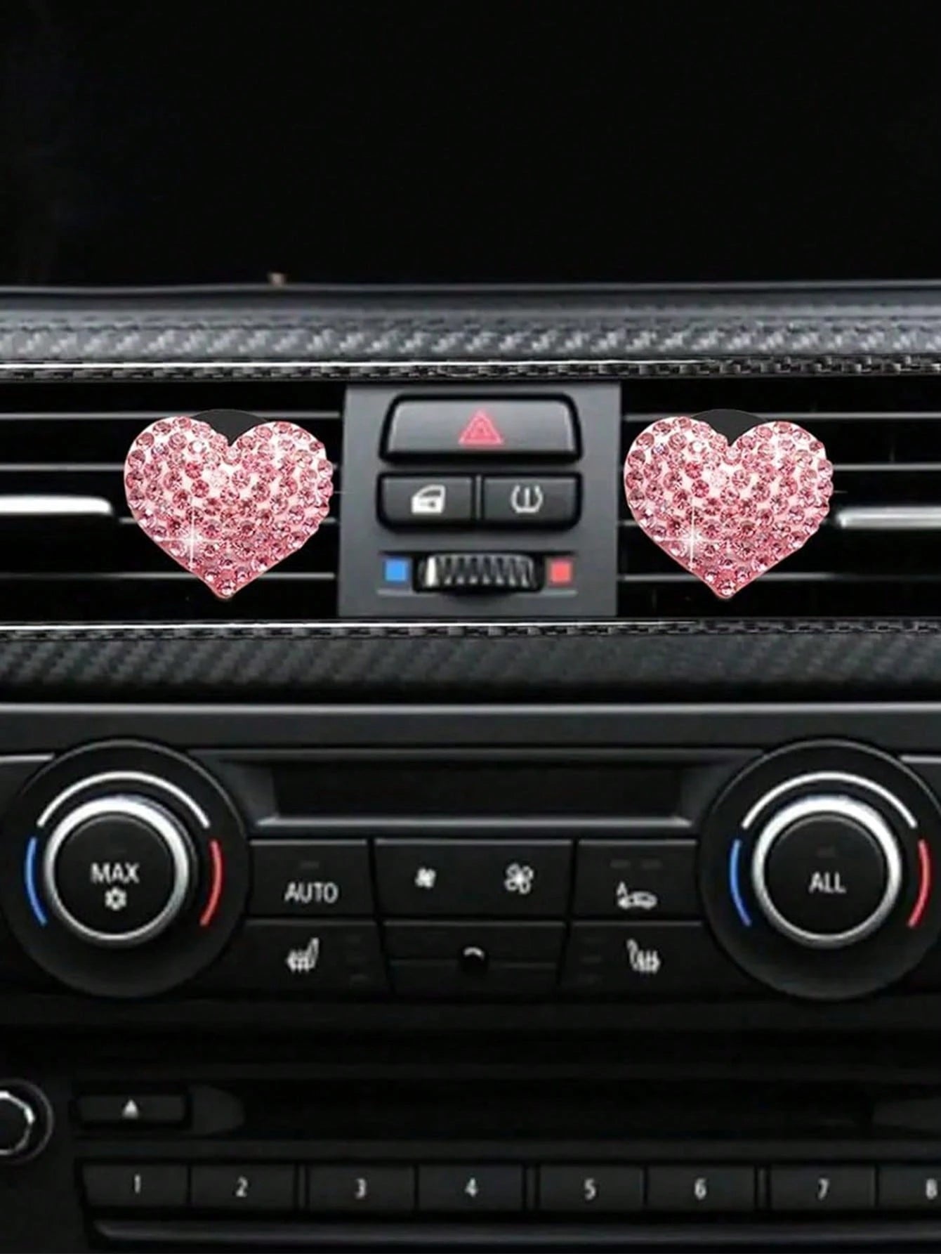 2pcs Car Diamond Inlaid Heart-Shaped Air Outlet Clip Car Air Conditioning Port Decoration Car Interior Decoration Accessories