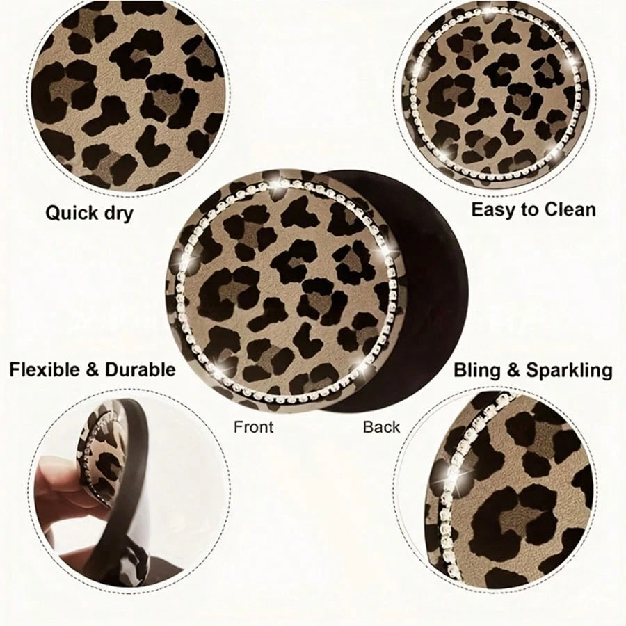 2pcs Car Leopard Print Decorative Cup Holders, Fun Leopard Pattern, Protect Car Cup Holders