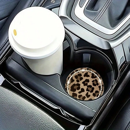 2pcs Car Leopard Print Decorative Cup Holders, Fun Leopard Pattern, Protect Car Cup Holders