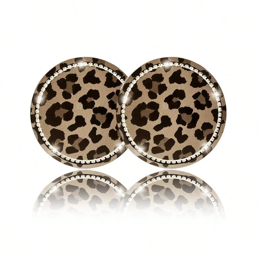2pcs Car Leopard Print Decorative Cup Holders, Fun Leopard Pattern, Protect Car Cup Holders