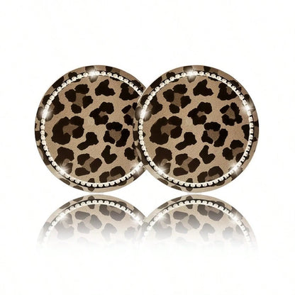 2pcs Car Leopard Print Decorative Cup Holders, Fun Leopard Pattern, Protect Car Cup Holders
