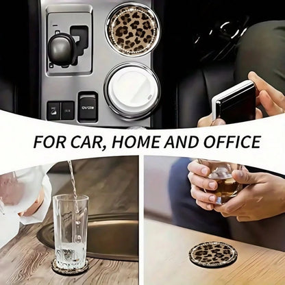 2pcs Car Leopard Print Decorative Cup Holders, Fun Leopard Pattern, Protect Car Cup Holders