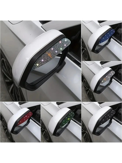 2pcs Car Rearview Mirror Rain Visor, Anti-Rain Anti-Glare Sunshade, Wide Universal Rain Guard, Premium Mirror Decoration
