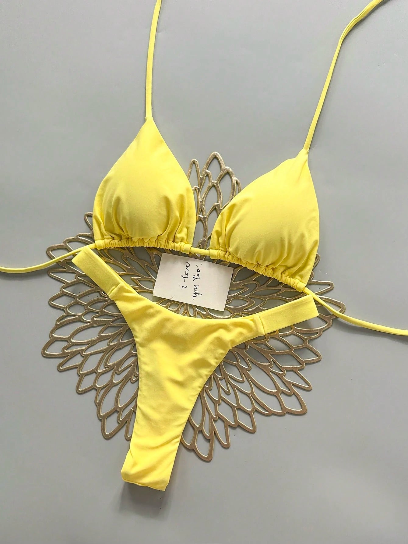 2pcs Casual Elegant Sexy Bohemian Floral Print Tie-Up Braided Bikini Swimwear, Suitable For Beach & Holiday, Spring/Summer Vacation Yellow