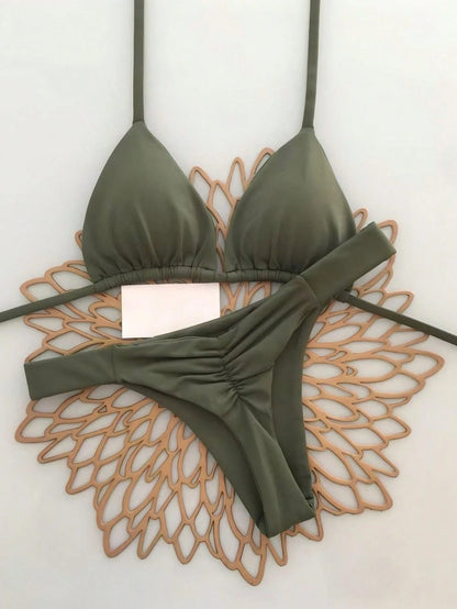 2pcs Casual Elegant Sexy Bohemian Floral Print Tie-Up Braided Bikini Swimwear, Suitable For Beach & Holiday, Spring/Summer Vacation Yellow