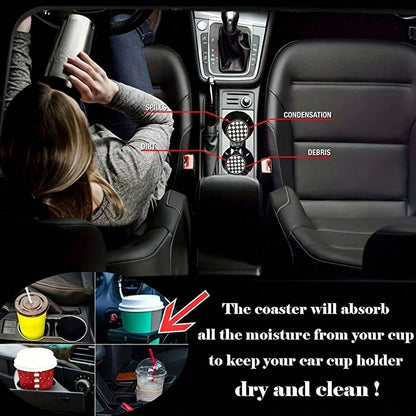 2pcs Checkerboard Car Cup Holders- Non-Slip & Dust-Proof, Easy To Clean- Fit Most Vehicles, Fashionable Design
