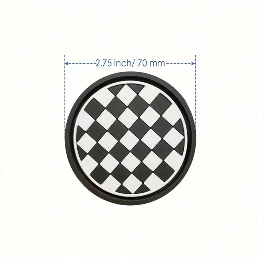 2pcs Checkerboard Car Cup Holders- Non-Slip & Dust-Proof, Easy To Clean- Fit Most Vehicles, Fashionable Design