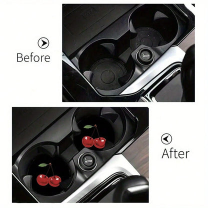 [2pcs Cherry Blossom Car Mat] 2pcs Absorbent Rubber Cherry Blossom Pattern Car Cup Holder Mat| Neutral Size Drink Mat, Vehicle Interior Accessories, Suitable For Women