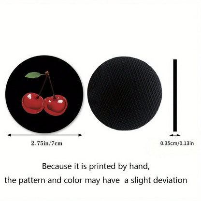 [2pcs Cherry Blossom Car Mat] 2pcs Absorbent Rubber Cherry Blossom Pattern Car Cup Holder Mat| Neutral Size Drink Mat, Vehicle Interior Accessories, Suitable For Women
