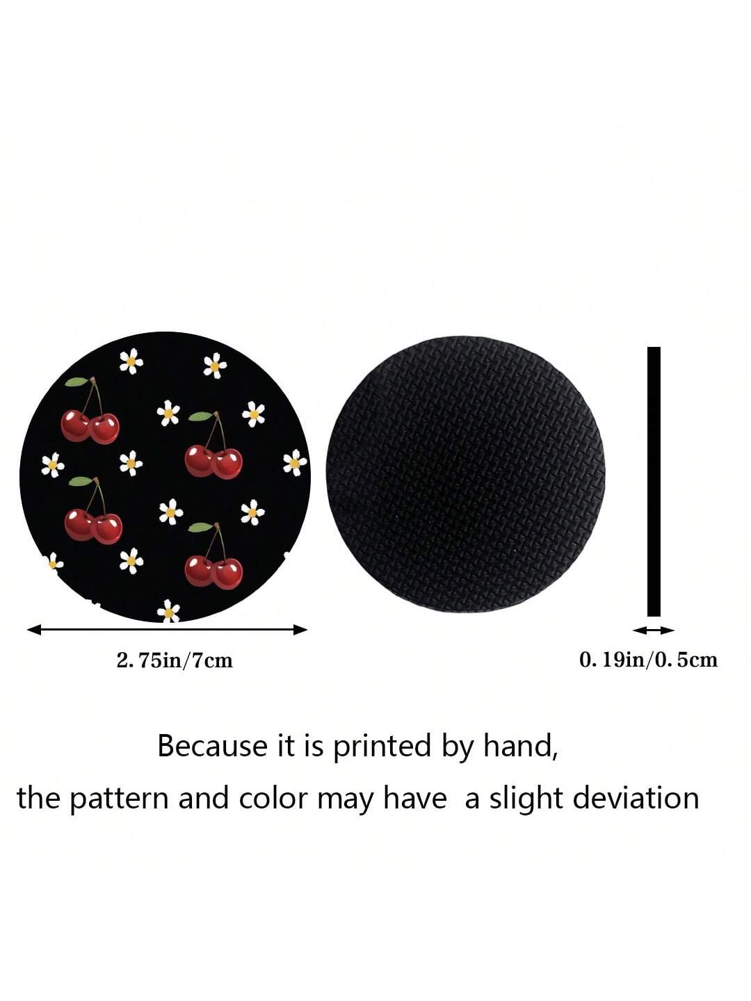 2pcs Cherry Print Pattern Car Cup Coaster, Stylish Fast-Drying Non-Slip Car Cup Mat