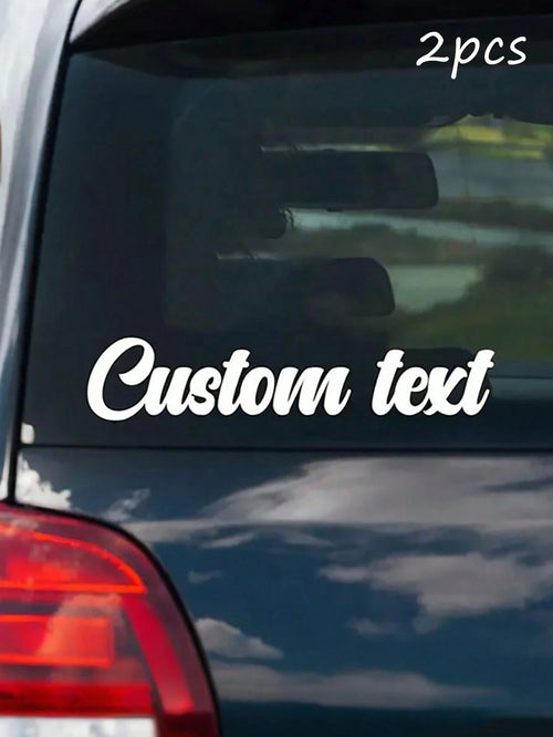 2pcs Custom Text Name Car Exterior Decals, Romantic Love Calligraphy Font Universal Stickers For Men And Women, Matching Style For BMW, Mercedes-Benz, Audi And Other Car Models, Available In White, Bl