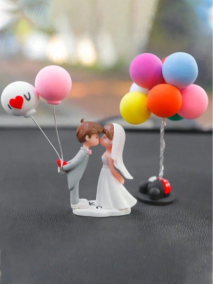 2pcs Cute Couple Doll Car Interior Decoration, Suitable For Dashboard, Air Vent, Display