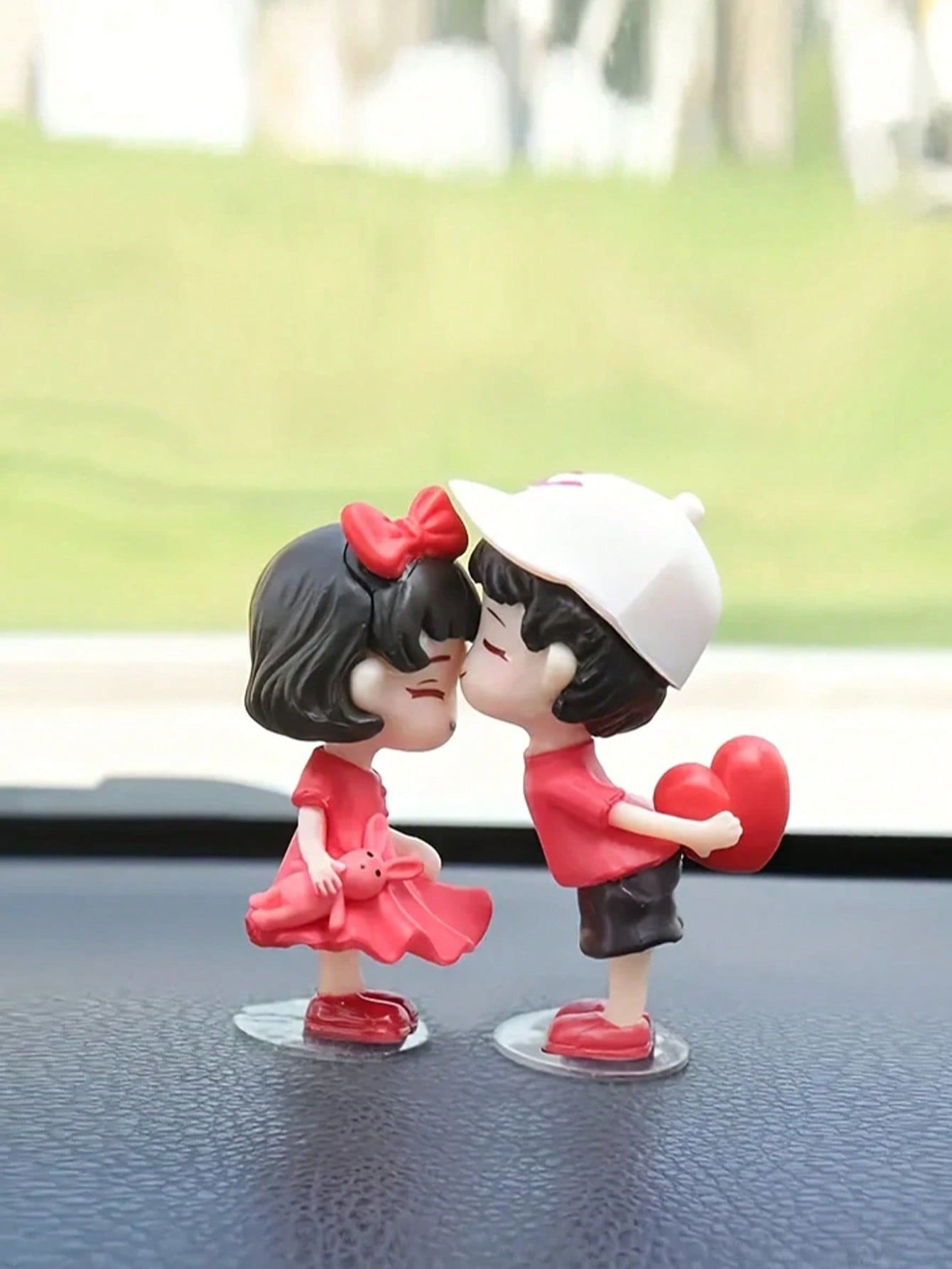 2pcs Cute Couple Doll Car Interior Decoration, Suitable For Dashboard, Air Vent, Display