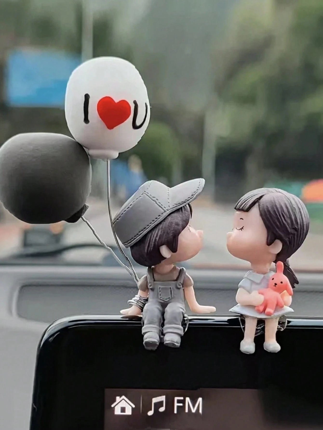 2pcs Cute Couple Doll Car Interior Decoration, Suitable For Dashboard, Air Vent, Display
