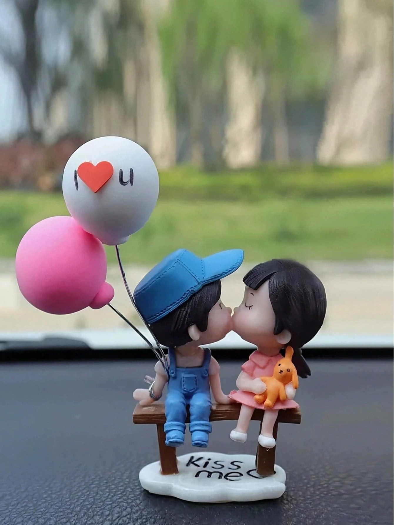 2pcs Cute Couple Doll Car Interior Decoration, Suitable For Dashboard, Air Vent, Display