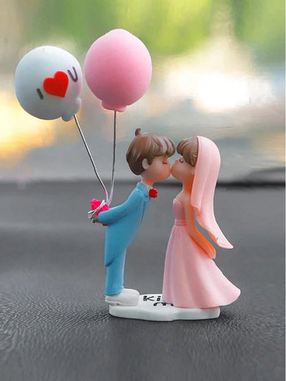 2pcs Cute Couple Doll Car Interior Decoration, Suitable For Dashboard, Air Vent, Display