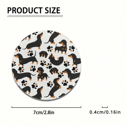 2pcs Cute Dachshund Car Cup Holders- High Absorbency Ceramic Set, Suitable For Women- Use These Fun Dachshund Pattern Holders To Protect Car Interior From Cold Drinks And Condensation, Perfectly Fit