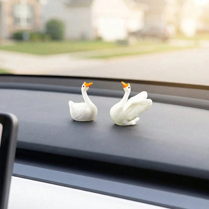 2pcs Cute Realistic Swan DIY Resin Car Dashboard Decoration Accessories