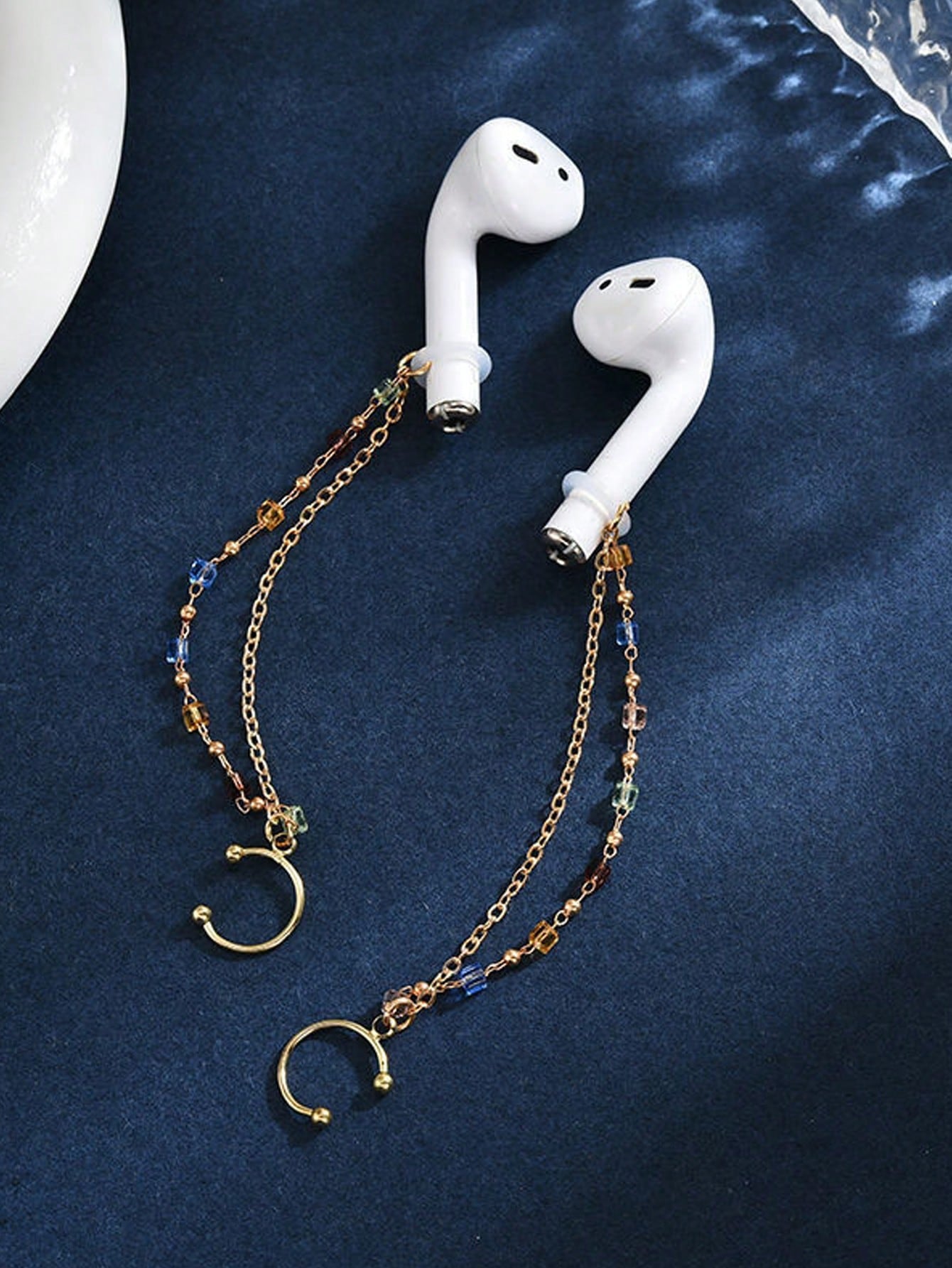 2pcs Earphone Anti-Loss Chain, Anti-Drop Colorful Rhinestone Fashion Ear Chain, Bluetooth Wireless Earphone Protective Ear Hook Ear Cuff No Ear Hole, Earphone Anti-Loss Chain Wireless Compatible With