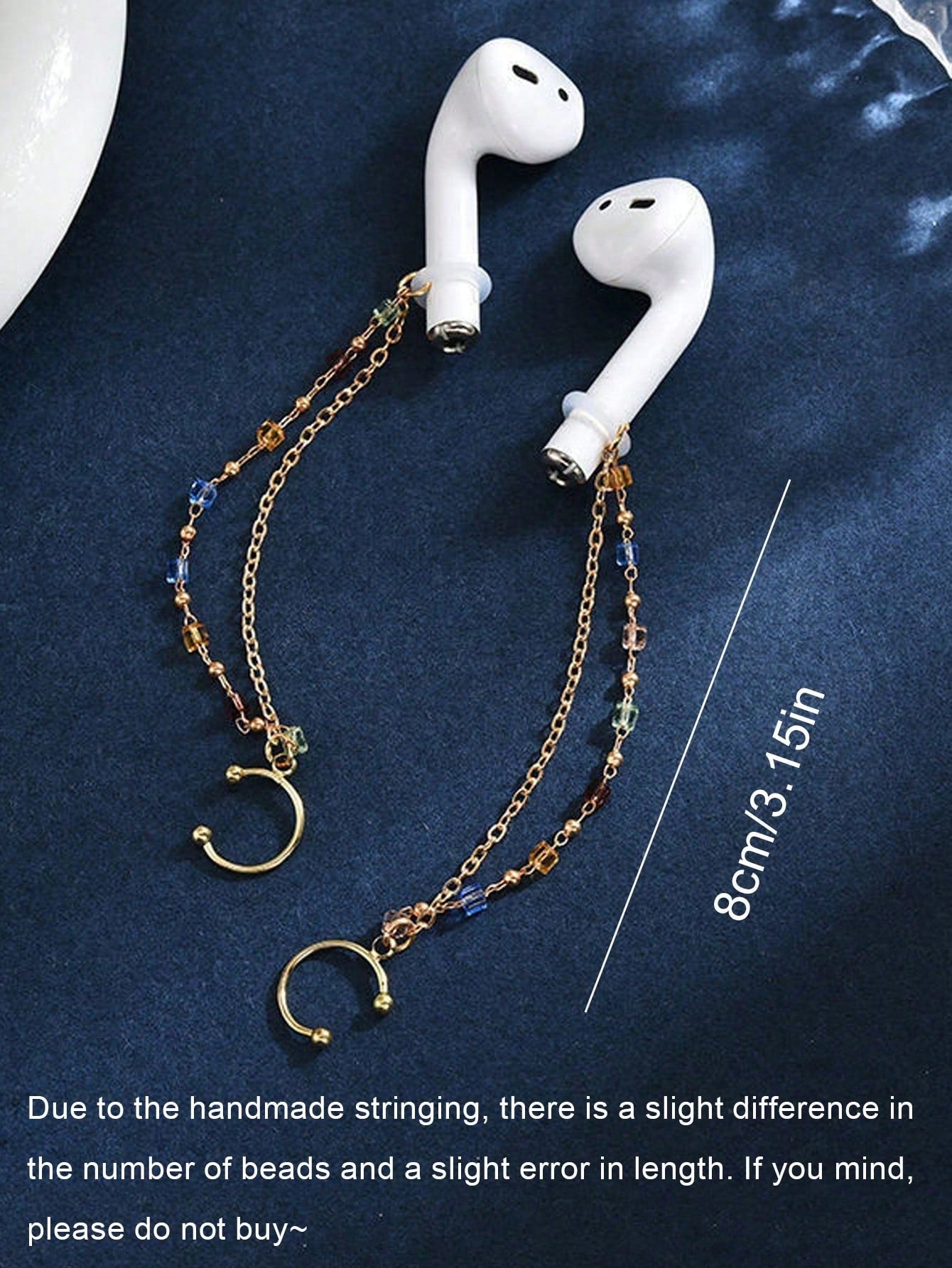 2pcs Earphone Anti-Loss Chain, Anti-Drop Colorful Rhinestone Fashion Ear Chain, Bluetooth Wireless Earphone Protective Ear Hook Ear Cuff No Ear Hole, Earphone Anti-Loss Chain Wireless Compatible With