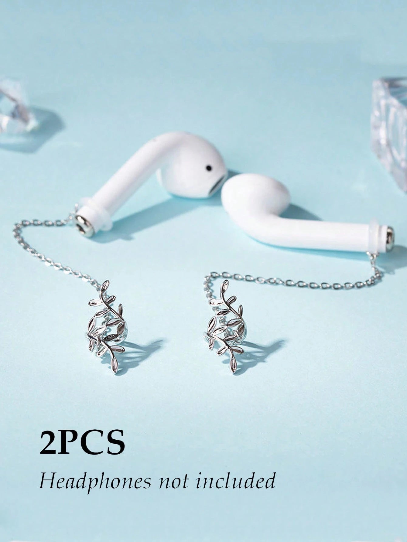 2pcs Earphone Anti-Loss Chain, Anti-Drop Colorful Rhinestone Fashion Ear Chain, Bluetooth Wireless Earphone Protective Ear Hook Ear Cuff No Ear Hole, Earphone Anti-Loss Chain Wireless Compatible With
