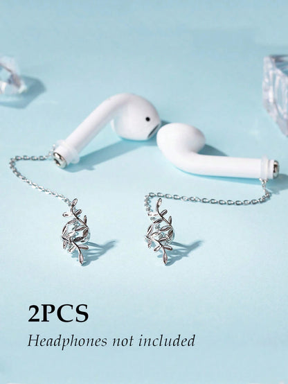 2pcs Earphone Anti-Loss Chain, Anti-Drop Colorful Rhinestone Fashion Ear Chain, Bluetooth Wireless Earphone Protective Ear Hook Ear Cuff No Ear Hole, Earphone Anti-Loss Chain Wireless Compatible With