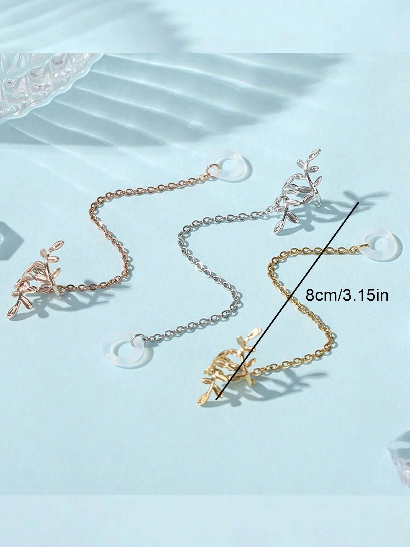 2pcs Earphone Anti-Loss Chain, Anti-Drop Colorful Rhinestone Fashion Ear Chain, Bluetooth Wireless Earphone Protective Ear Hook Ear Cuff No Ear Hole, Earphone Anti-Loss Chain Wireless Compatible With