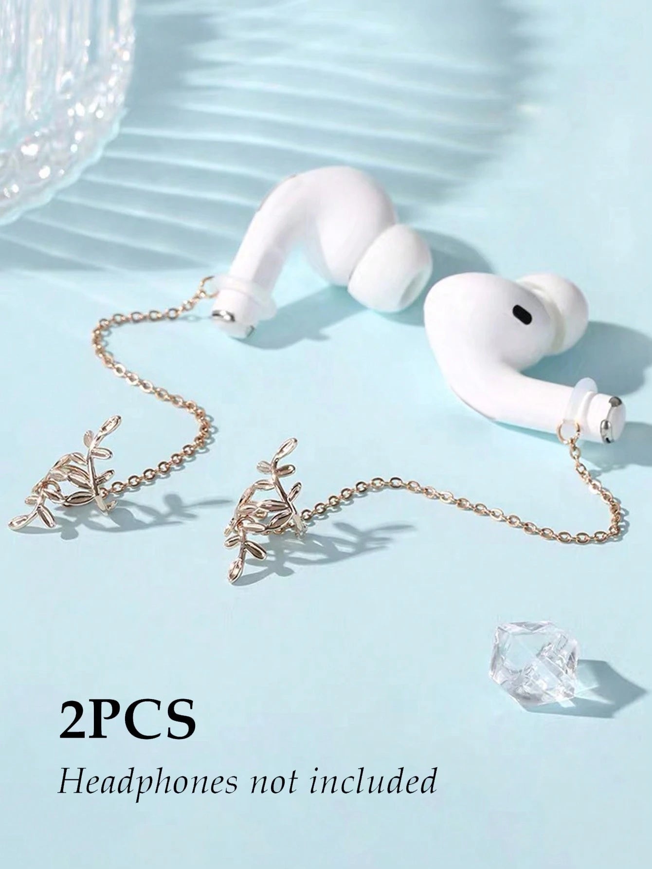 2pcs Earphone Anti-Loss Chain, Anti-Drop Colorful Rhinestone Fashion Ear Chain, Bluetooth Wireless Earphone Protective Ear Hook Ear Cuff No Ear Hole, Earphone Anti-Loss Chain Wireless Compatible With