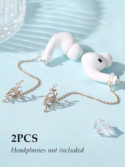 2pcs Earphone Anti-Loss Chain, Anti-Drop Colorful Rhinestone Fashion Ear Chain, Bluetooth Wireless Earphone Protective Ear Hook Ear Cuff No Ear Hole, Earphone Anti-Loss Chain Wireless Compatible With