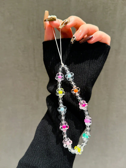 2pcs Fuchsia Heart & Floral Beaded Bracelet, Cute Charm Lanyard For Phone Case, Earphones, DIY Accessories, Fashion For Women Gifts For Mother, Family, Friends, Birthday, Holiday Phone Charm, Phone Ch