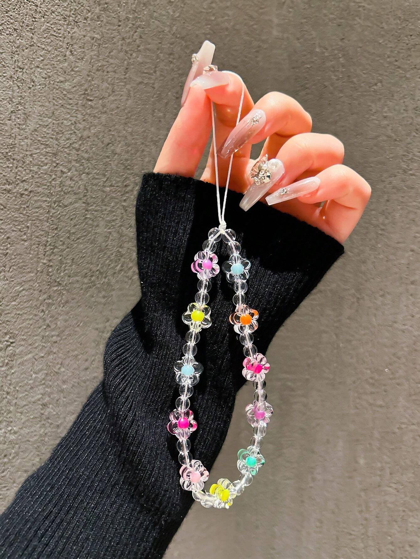 2pcs Fuchsia Heart & Floral Beaded Bracelet, Cute Charm Lanyard For Phone Case, Earphones, DIY Accessories, Fashion For Women Gifts For Mother, Family, Friends, Birthday, Holiday Phone Charm, Phone Ch