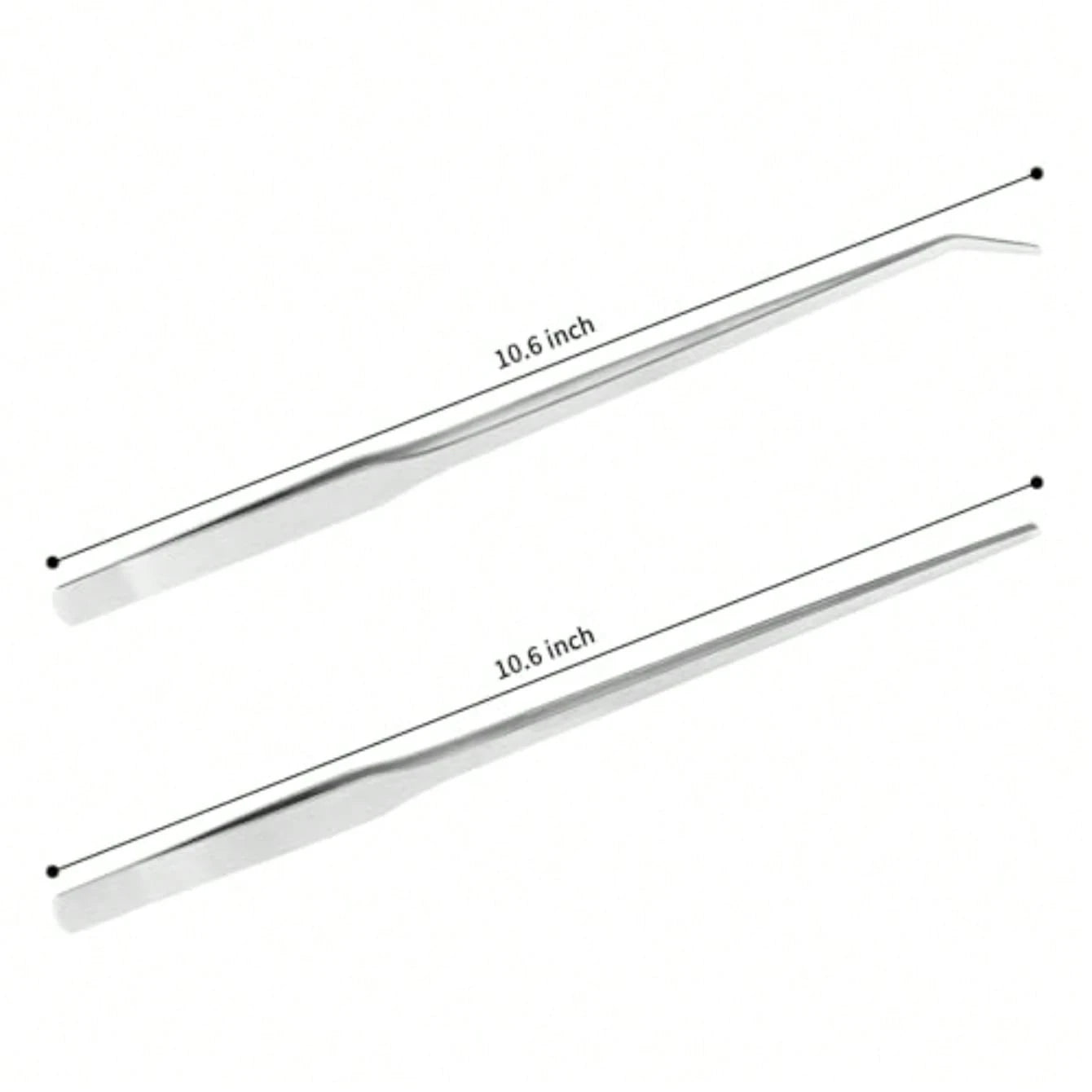 2PCS Long Aquarium Tweezers- 10.6" Straight And Curved Tweezers, Stainless Steel Reptile Feeding Tongs, Terrarium Aquascape Tools Feeder For Lizards, Bearded Dragon Snake Tank Accessories